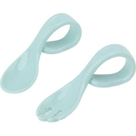 Fourchette et Cuillère d'Apprentissage Bébé - Design à Manche Court Bleu, Autonomie Alimentaire, Matériau PP de Qualité Alimentaire, Idéal pour Maison et Voyage (1/5)