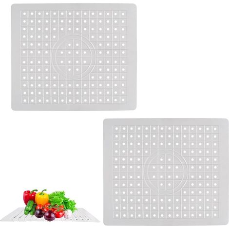 Sink Mat Egouttoir Evier Silicone Tapis D'égouttage évier Cuisine Découpable Protege Convient Tapis évier de Nid d'abeille pour Le Fond d'évier de Cuisine, Couverts et Verrerie(Blanc,2pcs) (1/5)