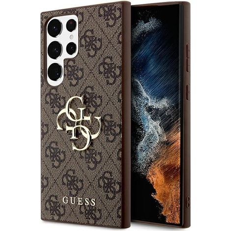 Estuche rígido Guess GUHCS24L4GMGBR S24 Ultra S928 marrón/marrón 4G con logotipo metálico grande (1/5)
