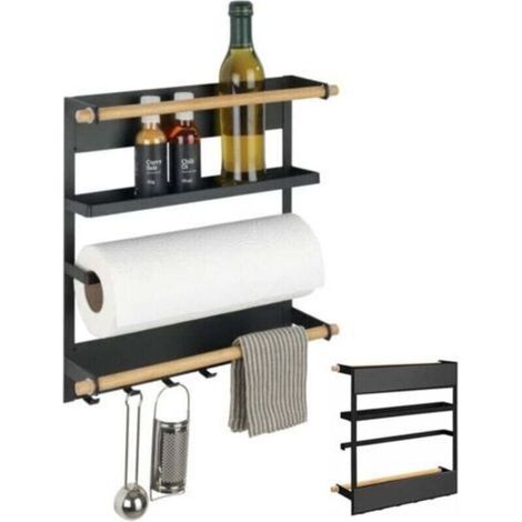 Etagère à épice,Etagère magnétique réfrigérateur,dérouleur sopalin magnétique et crochets suspension ustensiles de cuisine,dérouleur sopalin magnétique crochets suspension ustensiles de cuisine, métal
