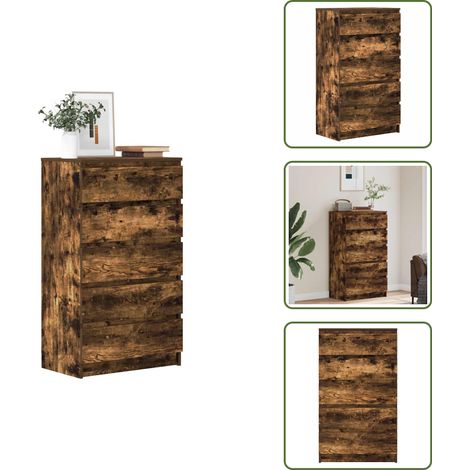 Cassettiera per interni - vidaXL Cassettiera Rovere Fumo 60x36x103 cm in Legno Multistrato - Cassettiera con cassetti