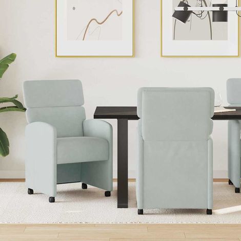 Esszimmerstühle mit Rollen 2 pcs Hellgrau 58 x 65 x 98 cm Samt