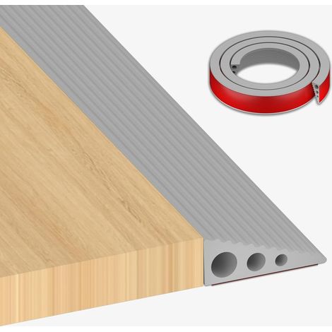Rampe de Seuil de Porte,2.5x6.5x100cm Barre de Seuil Adhesive Gris Rampe de Seuil en Caoutchouc Compensation de Hauteur pour Fauteuils Roulants, Robot Aspirateur, Ouvertures de Portes (1/5)
