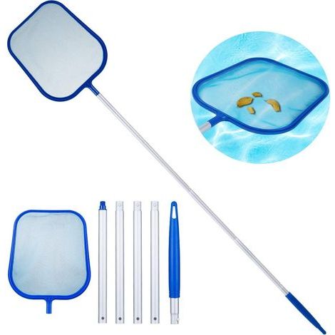 AIDUCHO Épuisette Surface pour Piscine Bassins Fontaines, Épuisette de Fond pour Ramassage des Feuilles, Filet à Mailles avec Manche (1/5)