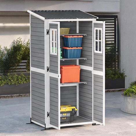 Chariot de jardin gri deschis en fir bois 91 x 69 x 192 cm (1/5)
