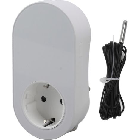 Intelligenter WLAN-Thermostatstecker 16A, automatisch einstellbar, drahtloser Temperaturregler, für Zuhause, Weiß.