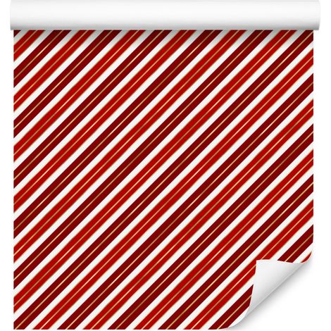 Papier peint à rayures rouges de Noël, fond rouge 50 x 1000 cm (1/5)