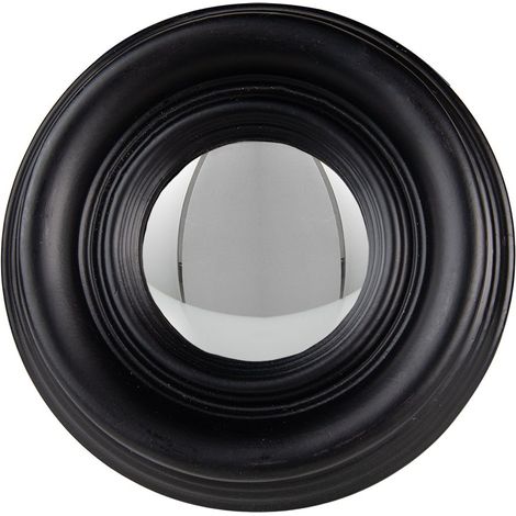 Miroir Rond en Bois Noir Style Rétro Vintage Ø 21 cm - Décoration Murale Classique - PANGIVO