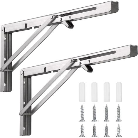 CCYKXA 2-Pack Stainless Steel Folding Console, 90-Degree Triangular Metal Heavy-Duty Support
