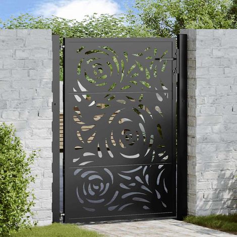 Gartentor Schwarz 100x125 cm Stahl Flammendesign