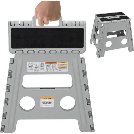 Marchepied pliable de 32 cm, tabouret de camping robuste avec poignée de transport, repose-pieds portable en plastique imperméable, poids maximum 150 kg, convient aux adultes et aux enfants pour la (1/5)