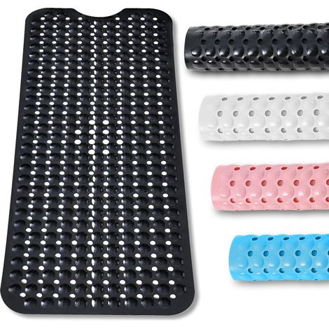 Alfombrilla antideslizante para bañera con 3 ventosas, lavable a máquina, para bañeras y suelos de baño (negra) 100 x 40 cm (1/5)
