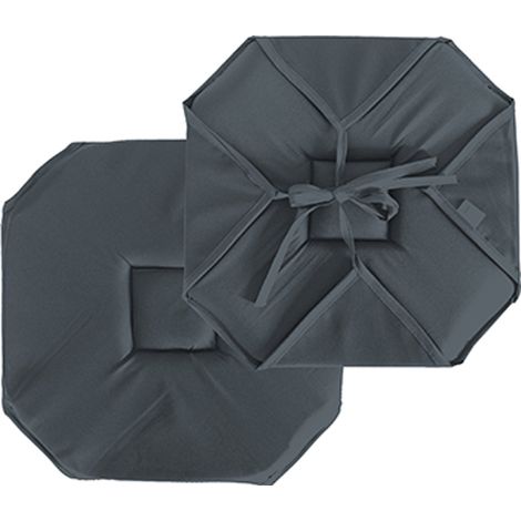 Homemaison – Galette de chaise polyester 40 x 40 cm – Fixation par 4 rabats – Tissu 100% bachette 120g/m² – Épaisseur 2.5 cm – Coloris gris foncé