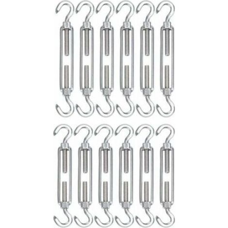 M5 Tendeur Cable Acier Inoxydable, Lot de 12 Tendeur de Fil Crochet et Crochet Réglable H (1/5)