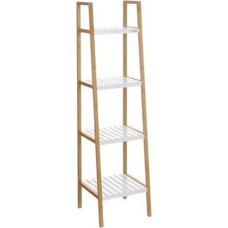 Scaffale Bagno Scala 4 Ripiani Bambù MDF Mobiletto Salvaspazio 35x35x138 cm (1/5)