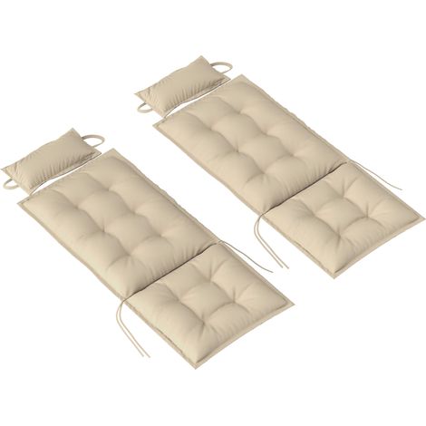 Coussins chaise longue résistant eau 50x116x5 cm beige lot de 2