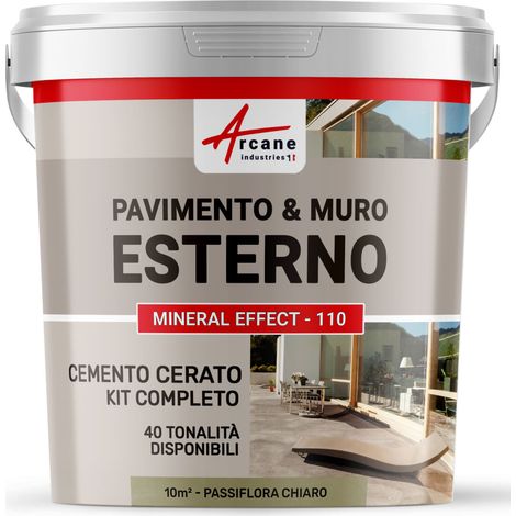 Microcemento per esterni: pavimenti, muri, terrazze, balconi, scale - 10 m² (in 2 strati) Passiflora Chiaro - ARCANE INDUSTRIES