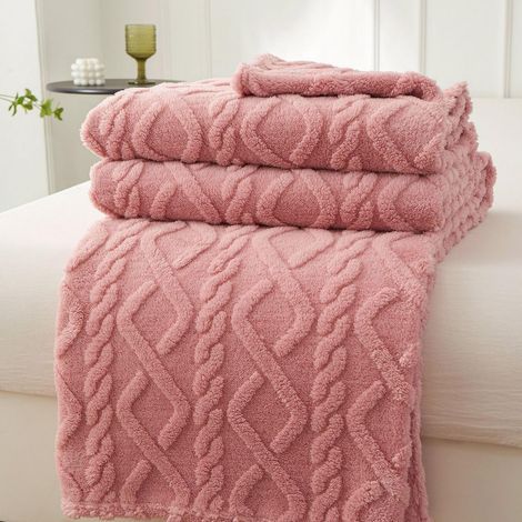Ultraweiche Decke – Überwurf – 200 x 150 cm – Für Sofa, Schlaf- und Wohnzimmer – Ultraweiche rosa Fleecedecke (1/5)