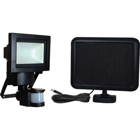 Projecteur Solaire LED Noir, 7.5W, 630 lumens, IP44, 6900K blanc-froid, détecteur de mouvement, Inter 3 positions On/Off/Auto - Tibelec (1/3)