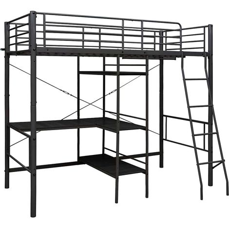 Maison Exclusive - Estructura de litera con mesa de metal negro 9 (1/5)