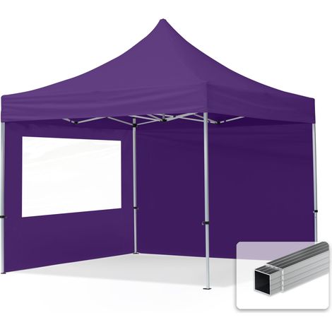 3x3 m Faltpavillon, ECONOMY Alu 32mm, Seitenteile mit Panoramafenster, lila