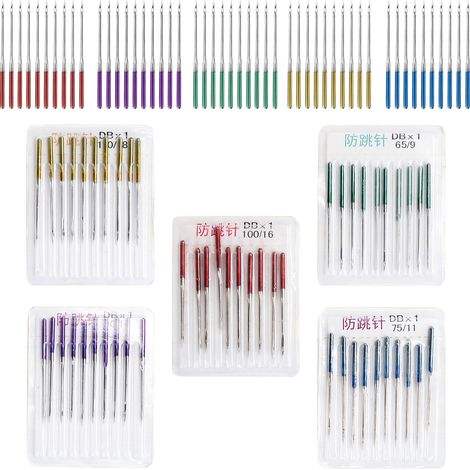 50Pcs Machine Needle Color Shank AntiJumping Thread Point Alloy Sewing Needle Replacement (1/5)
