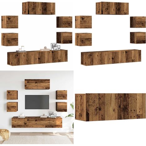 vidaXL Ensemble de meuble TV mural 7 pcs vieux bois bois d'ingénierie (1/5)