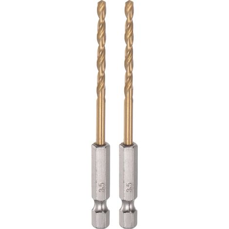 2pcs 1/4" Hex Tige Perceuse Forets 3.5mm Foret Hélicoïdal (1/5)