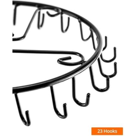 Drehbarer Schmuckständer mit 23 Haken, Schmuckhalter für Halsketten, Armbänder, Uhren, Ringe und Ohrringe (Schwarz) (1/4)