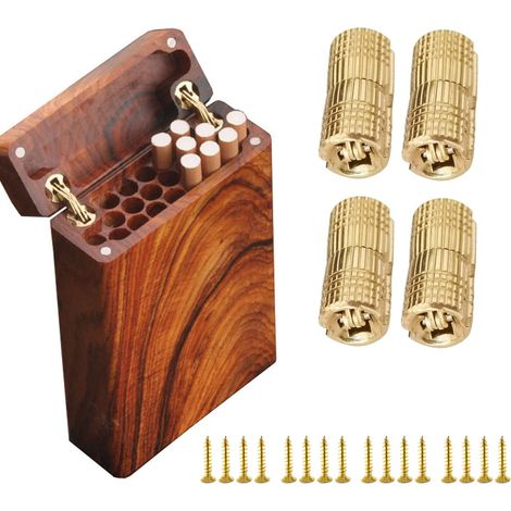 CharnièRe En Cuivre, 4 PièCes/Paquet 8mm CharnièRe De Baril Invisible En Cuivre Caché CharnièRes De Meubles Pour Bricolage Porte En Bois BoîTes Cadeaux, Angle D'Ouverture De 180 ° (1/4)