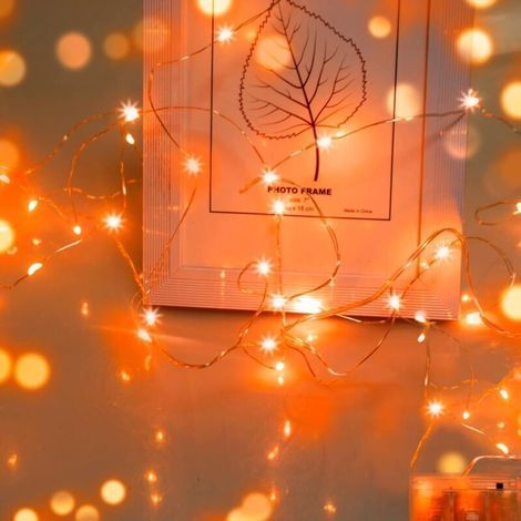Lumières d'Halloween,Guirlandes lumineuses d'automne orange, 3m 9.8ft 20 LEDs Mini Guirlande Lumineuse LED a Pile Extérieur et Intérieur Décoration pour Halloween Chambre Noël Maison,Orange (1/4)