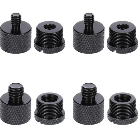 8 pièces Adaptateur de pied de micro, adaptateur fileté, Mic Stand Adapter, 5/8 femelle vers 3/8 mâle, 3/8 femelle vers 5/8 mâle, 5/8 femelle vers 1/4 mâle et 1/4 femelle vers 5/8 mâle (Noir) (1/5)