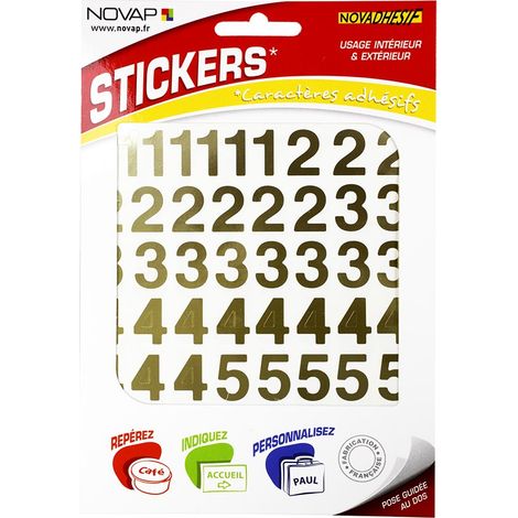 Chiffres autocollants 20mm Or NOVADHESIFS - 4371061