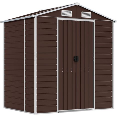 Casetta da giardino casetta per capanni casetta per ripostigli casetta per attrezzi da esterno robusta 191 x 130 x 198 cm acciaio zincato marrone 020022268