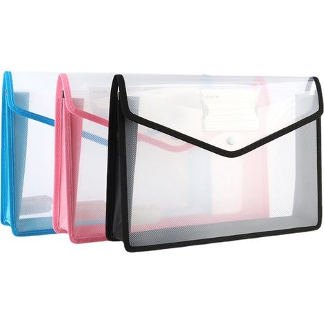 3PCS Pochette Plastique A4 à Bouton Pression Polypropylène Porte-document Extensible Fichier Document Chemise Mettre au plus 600 Feuilles, Classer Papiers Fente pour Carte - 3 Couleurs (1/5)