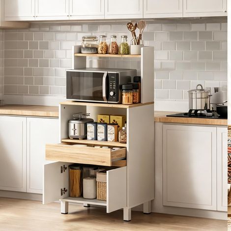 Buffet coloris blanc en panneau de particules 60 x 40 x 131 cm (1/5)