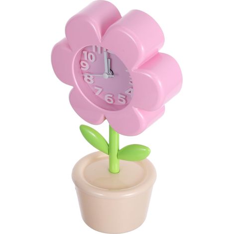 Réveil Kawaii Fleur Créatif en Plastique Compact et Silencieux pour Bureau ou Table de Chevet, Horloge Adorable pour Chambre D'garçon et Filles ou Adolescente (1/5)