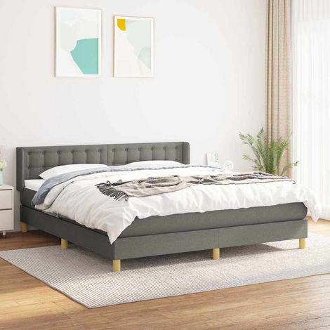 Sommier à lattes de lit avec matelas Gris foncé 180x200cm Tissu (1/5)