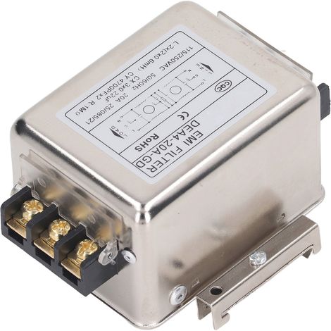 Filtre bipolaire sur rail DIN DEA4-20A-GD, rail 35 mm, 115/250 V, 50/60 Hz (1/5)