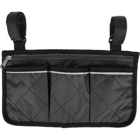 Sac latéral multifonction pour fauteuil roulant, pochette de rangement pour accoudoir, scooter et déambulateur (1/4)