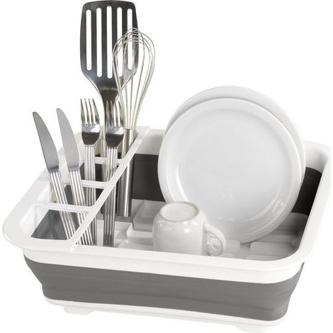 Sèche-vaisselle pliable 36,5 x 31 x 13 cm – Capacité 7 assiettes – 4 partitions pour couverts – Plastique durable et silicone (1/5)