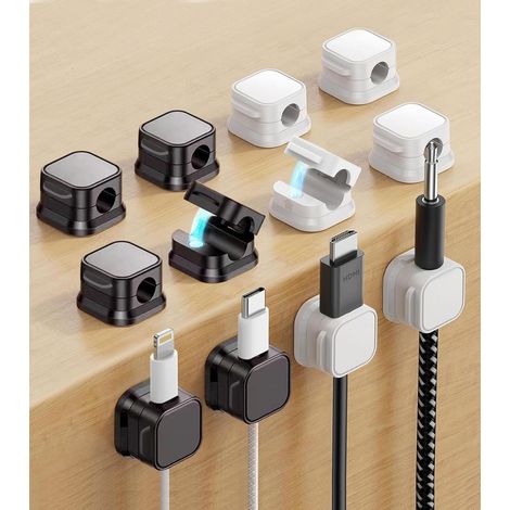 12 Pièces Clips Câble,Organisateur de Cables,Organisateur de Câbles Magnétique Clips,Support de Câble Magnétique,Organisateur de Câble pour TV,USB,HDMI,Câble Ethernet,Audio,Maison,Bureau (7mm) (1/5)