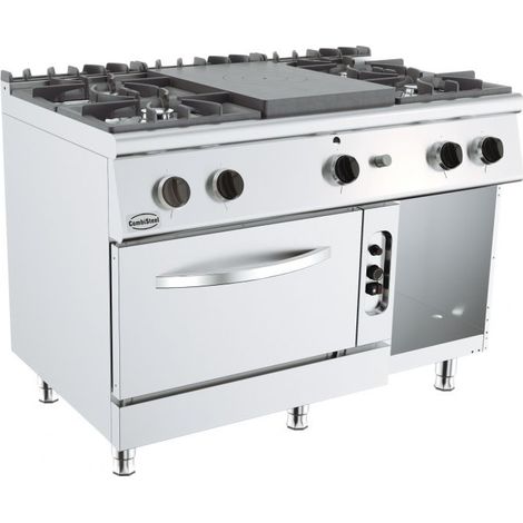 Cuisinière plaques 4 bruleurs avec four gaz - Combisteel