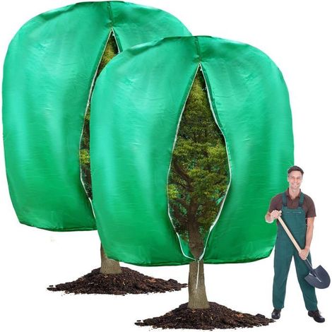 Housse d'hivernage pour plantes et arbres 200 x 240 cm, anti-gel, zippée et cordon de serrage, verte (1/5)