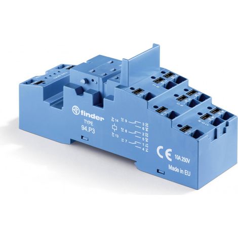 Support 10A 250V série 5533 bleu étrier plastique Push-in FINDER 94P3SPA