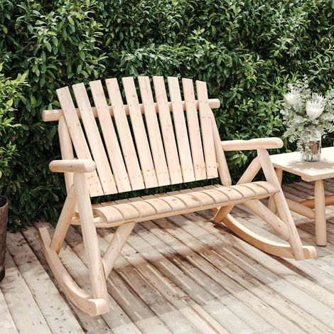 vidaXL Banco mecedora de jardín de 2 plazas madera abeto 123x96x102 cm (1/5)