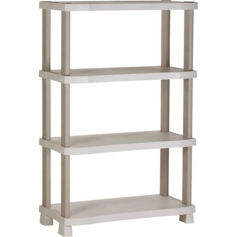 Etagere - PLASTIKEN - Plastique - 90 x 45 x 141 cm - 4 étages - Beige (1/2)