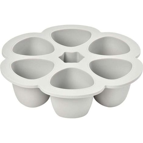 Multiportions Silicone de qualité premium, Résistance thermique extrême, Four et micro-onde, 6 alvéoles indépendantes, Couvercle hermétique, Fabriqué en Italie, 6x150 ml, Gris (1/4)
