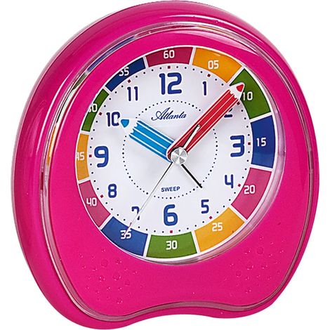 Réveil Atlanta 1953/17 pour enfants, rose, silencieux et éducatif. (1/5)