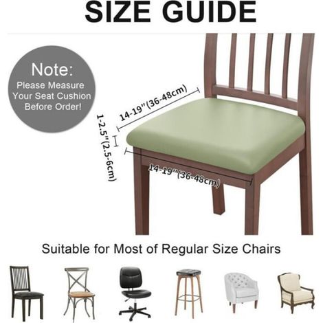 Housse De Chaise - Similicuir Impermeable - Pour Dossier 36 A 48 Cm - Vert Claire - Lot De 4 (1/5)